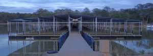 Covered boat slips on Dock C at Plum Branch, a full service marina in South Carolina on Lake Thurmond