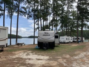 RV campsites under the oaks at Split Oaks campground, an example of RV camping near Lake Thurmond at Plum Branch